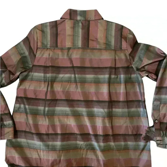 Joan Rivers Blouse Maroon Green Gold Shimmers Size L - Picture 5 of 9